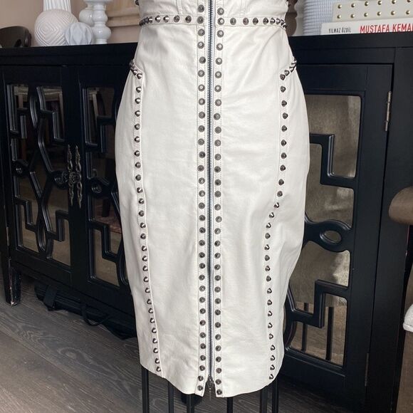 Bebe Ari White Studded Genuine Leather Dress - Picture 10 of 16